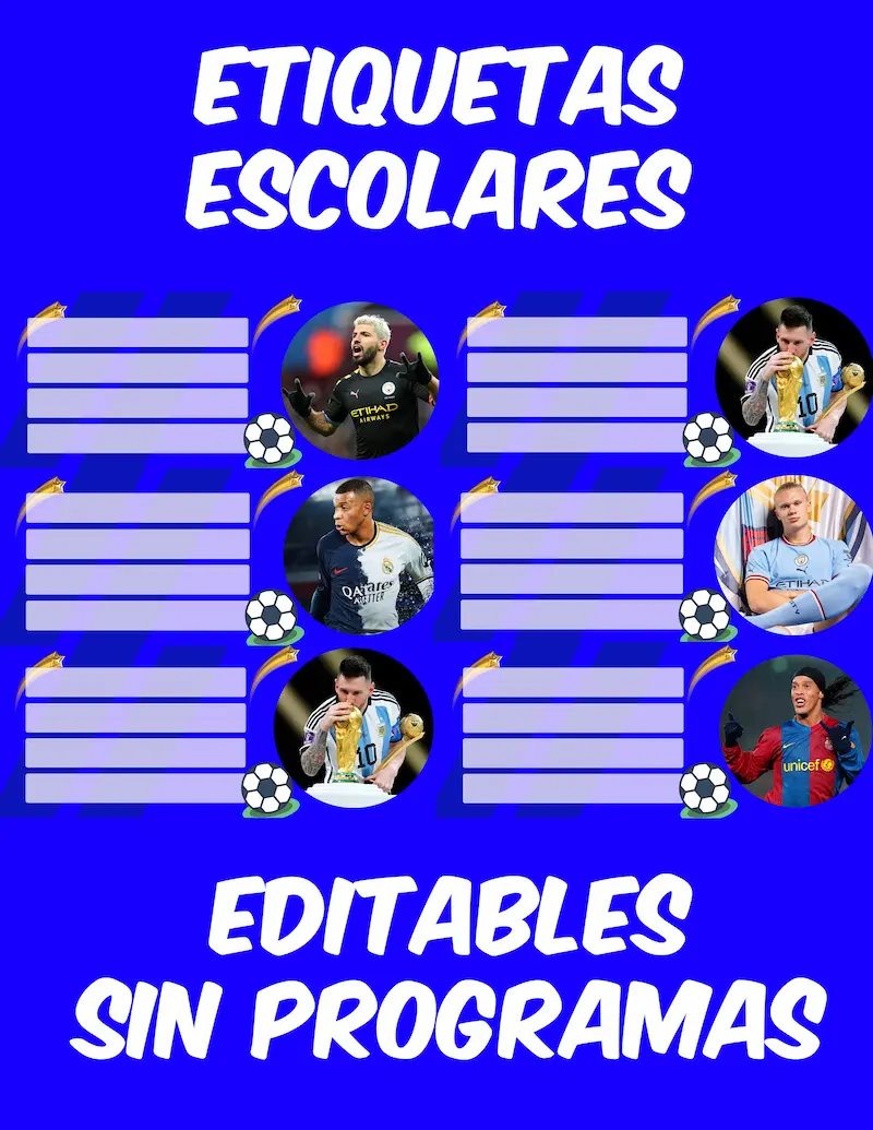 Etiquetas escolares de futbol