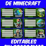 Etiquetas Escolares de Minecraft Portada