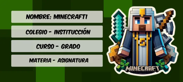 Etiquetas escolares Minecraft 04