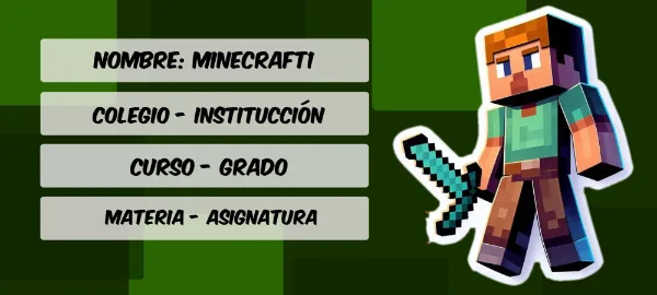 Etiquetas escolares Minecraft 01