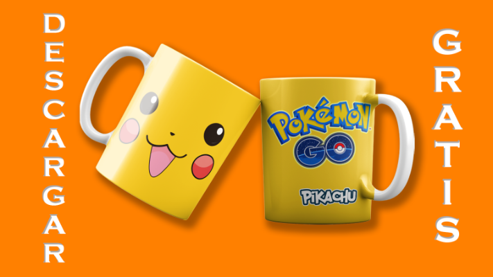Plantilla para taza de pokemon - Diseño Pikachu